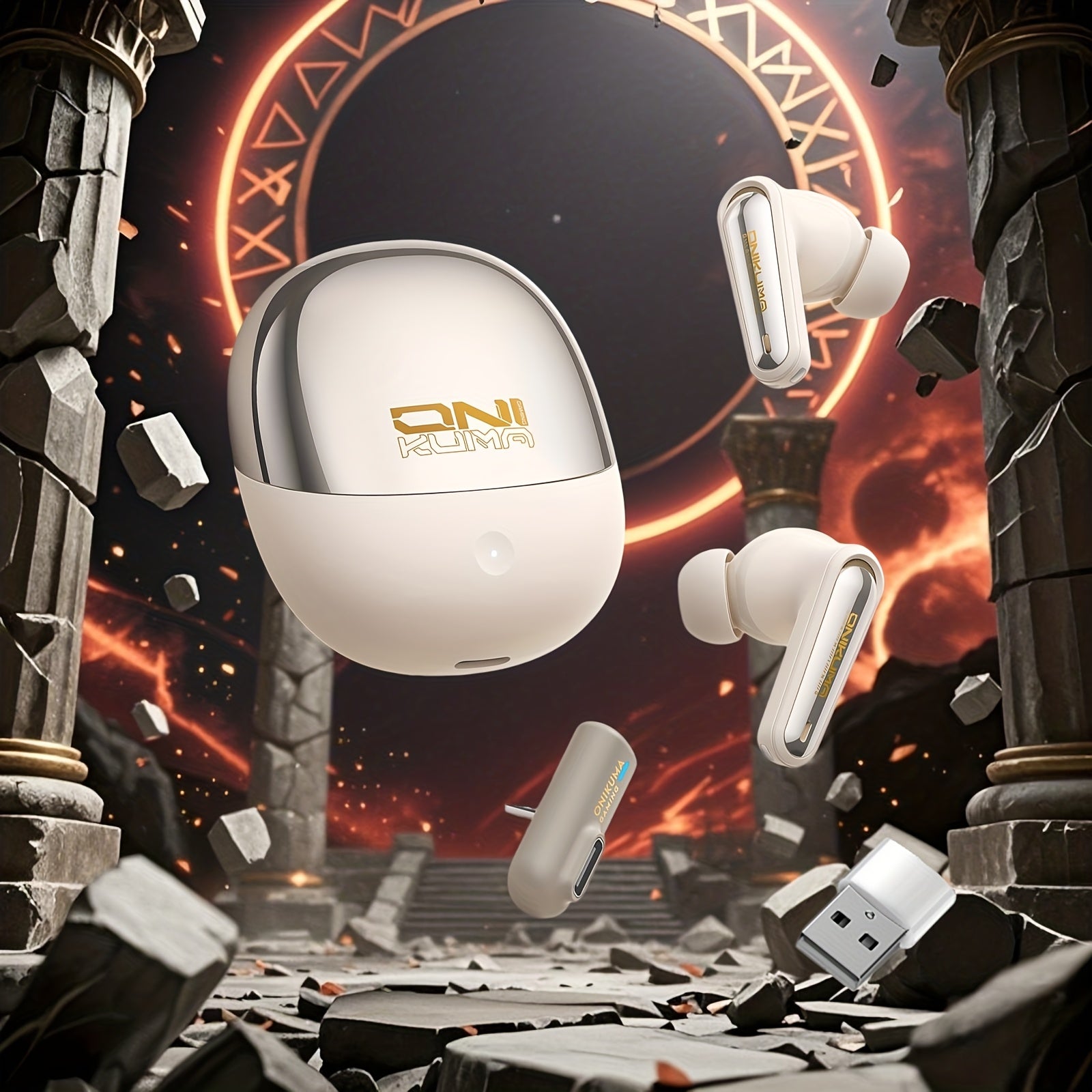 ONIKUMA 2.4G Wireless Gaming Headset with ANC+ENC HD Microphone, Ultra-Low Latency, Long Battery Life Charging Case Compatible with PS5/4, 2.4Ghz Wireless Dual-Mode Headset Compatible with Mobile Phones, Tablets, Laptops, Mus