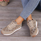 Flower Print Lace-Up Casual Fashion Lightweight Breathable Sneakers