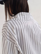 Striped Oversized Shacket with Utility Pockets
