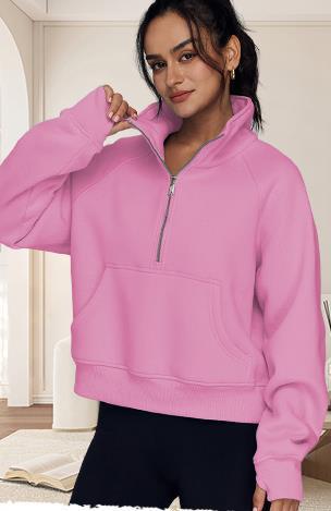 Loose Half-Zip Fleece-Lined Sweater Pullover