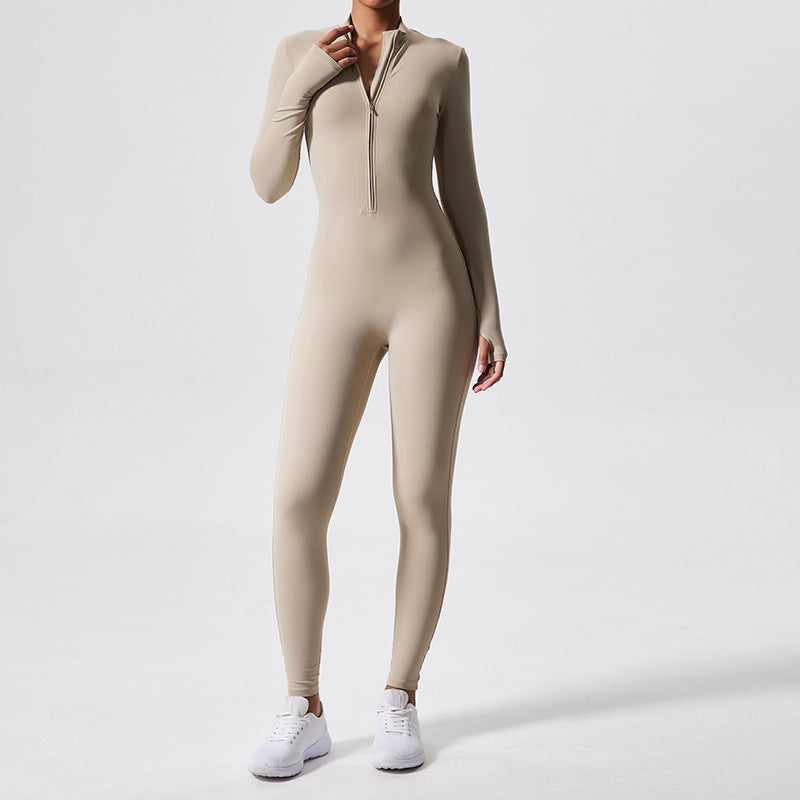Long Sleeve Zip-Front Sports Jumpsuit