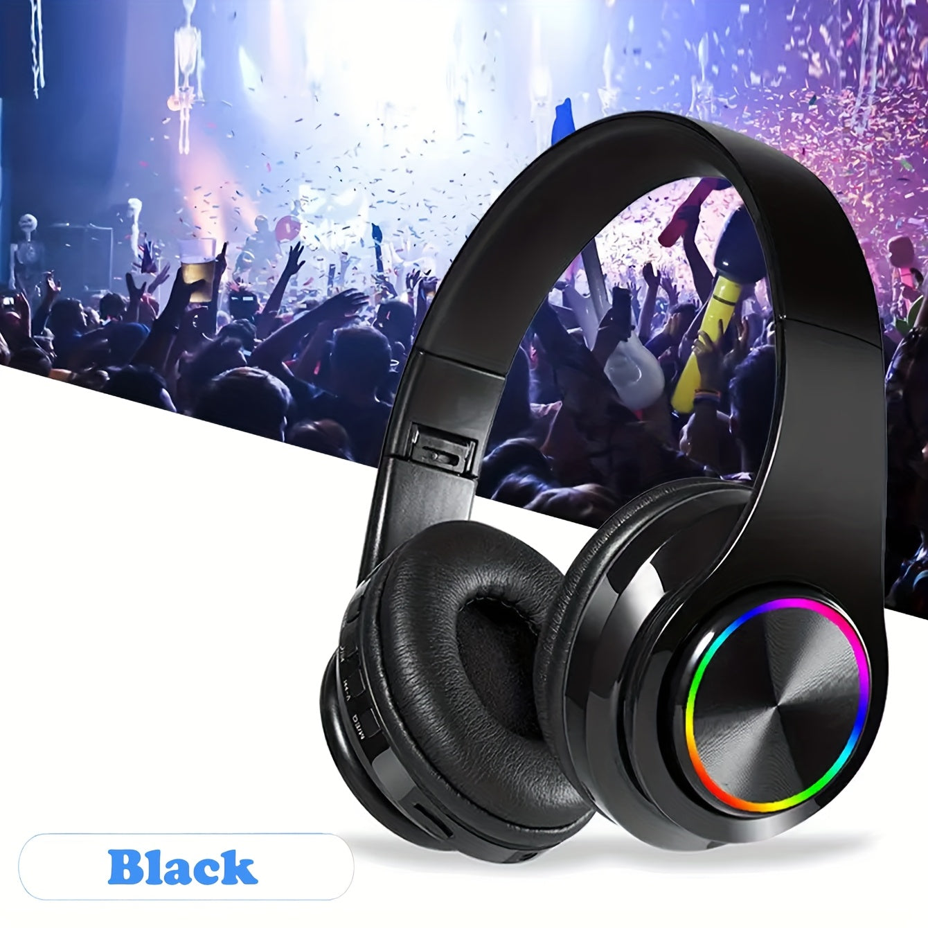 1pc Over-Ear Wireless Headphones, Foldable Gaming Headset with Microphone, Active Noise Cancellation, Foldable Design for Comfortable Wear, Longer Standby Time, Seven Colors Gradient Light Effect, Compatible with Computers/Mo
