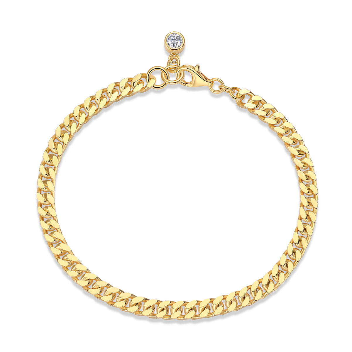Luxury Mossan Diamond S925 Silver Curb Chain Link Bracelet