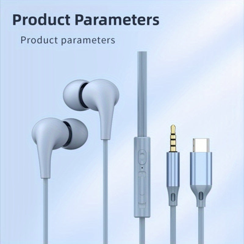Wired Earbuds with Type-C And 3.5Mm Jack Featuring Hifi Bass, Stereo Sound, Volume Control, And Microphone, Compatible with for galaxy S25, S24, S23 Ultra, And Iphone 16, 15 Pro Max