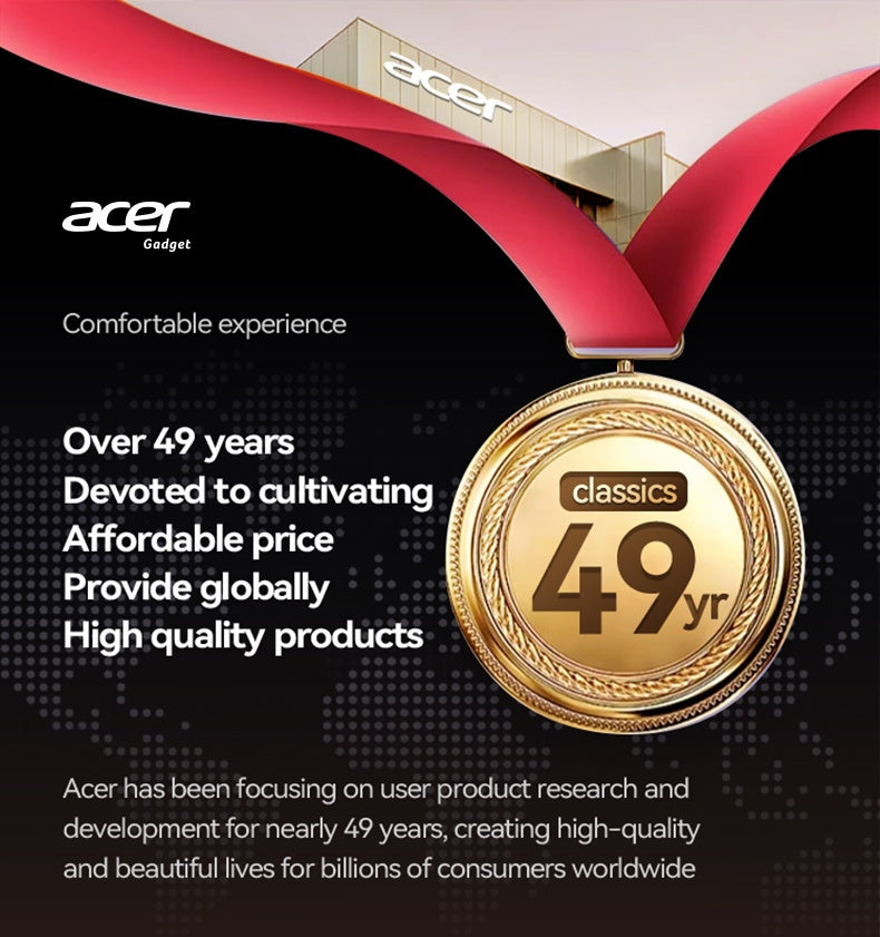 Acer TWS Wireless Earbuds with Deep Bass Stereo Sound + Call Noise Reduction, Long Battery Life, In-Ear Design for Sports And Running, Low Latency Gaming Mode, HIFI Audio, Lightweight Touch Control Design, Stylish Appearance