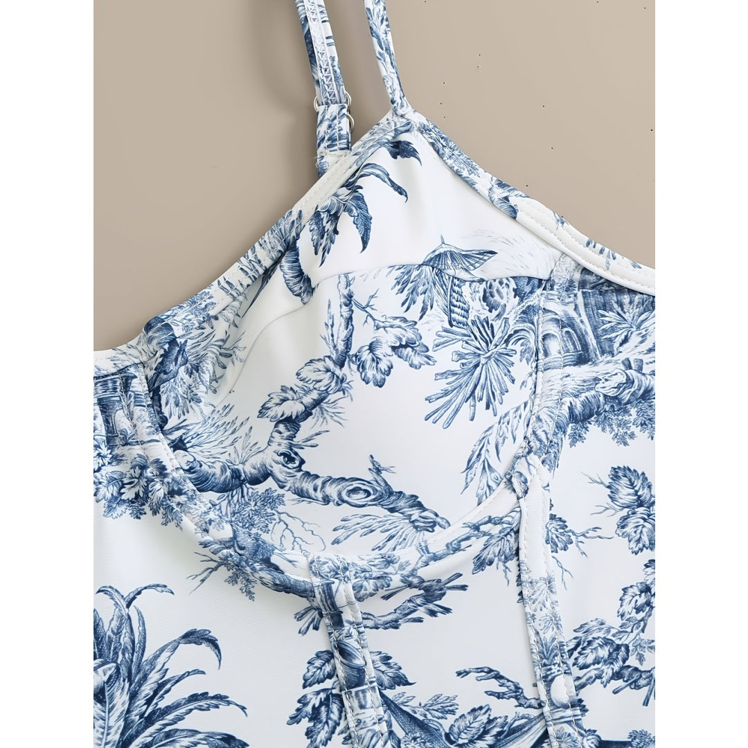 Toile de Jouy Swimsuit & Sarong Set