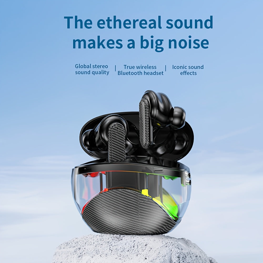 YW11 Colorful Breathing Light Wireless Earbuds, Key Noise Reduction, 99% Noise Isolation, True Wireless In-Ear Headphones with Condenser Mic, USB-C Charging, Non-Waterproof, Media Control, Running Compatible, Adult Use, Lithi