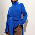 Solid-Color Raglan Sleeve Turtleneck Sweater