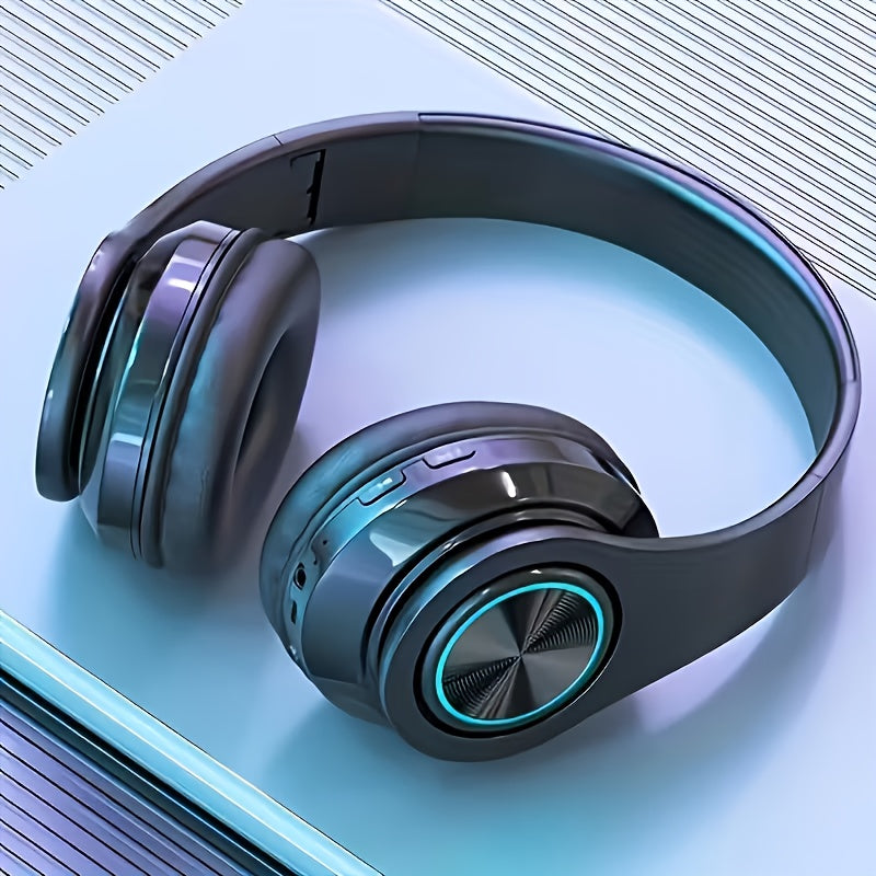 Introducing The B39 Wireless Headphones with LED Lights, Designed for Comfort with a Foldable Over-Ear Style. Features Include a Built-In Microphone, FM Radio, And a Card Slot, Making It Perfect for Use with School Devices, T
