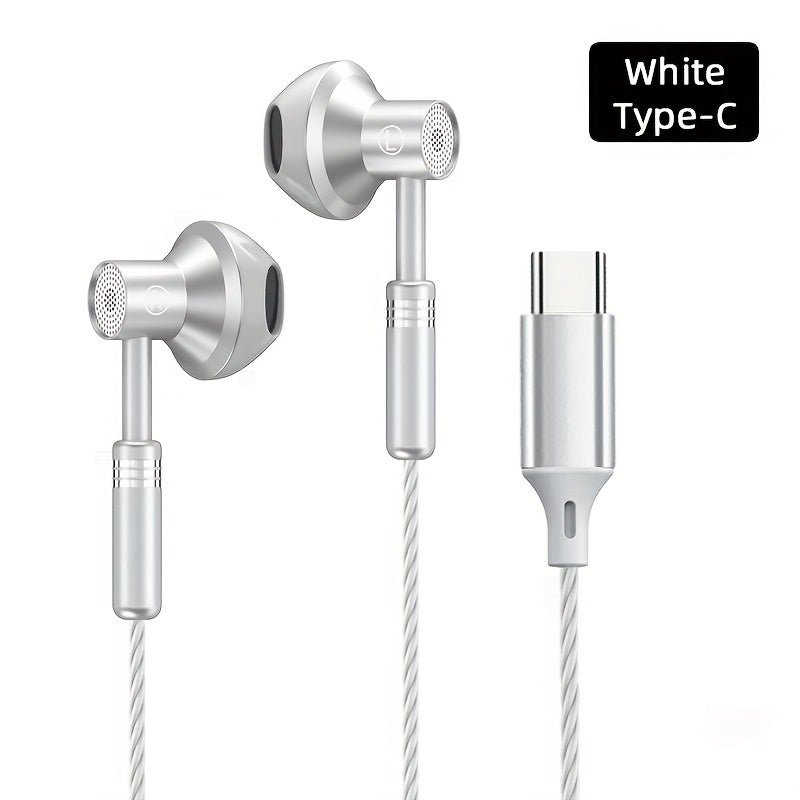 Wired Earbuds Featuring Hifi Bass Stereo Volume Control And HD Microphone, Compatible with for iphone 15 And Samsung Galaxy, Equipped with 3.5Mm And Type C Connectors