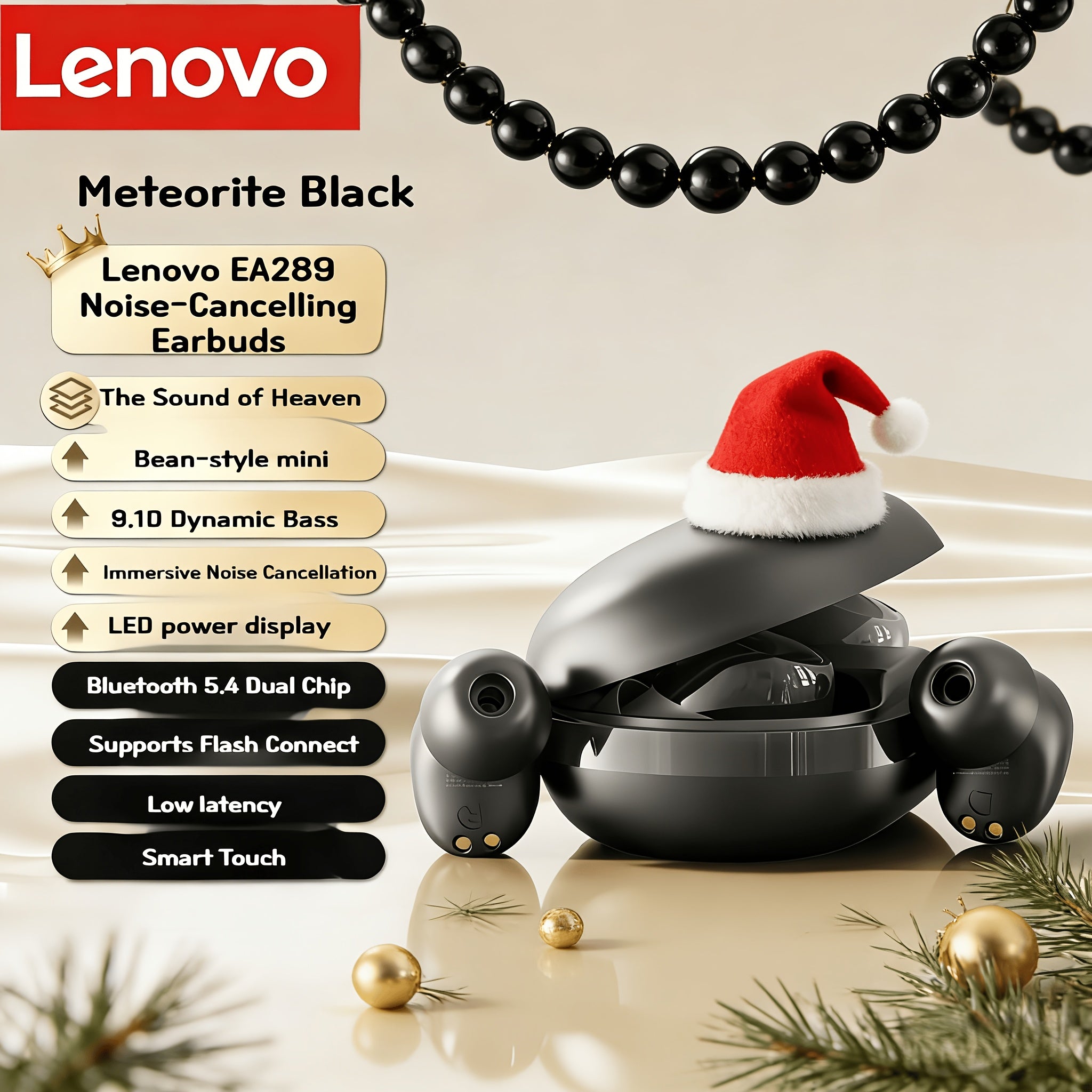 Lenovo EA289 Dot Style Bluetooth Earphones- Wireless Mini In-Ear TWS, ENC Noise Canceling, 28H Long Battery Life, Secure Fit for Sports Running Gym, HD Call/Music, Compatible with iPhone Samsung Android Phone Tablet