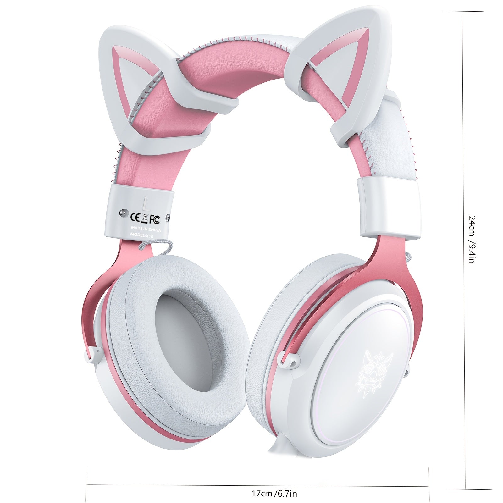 Onikuma2025'S Latest White And Pink Cat-Ear Wired Headphones Feature 360-Degree Rotation And High-Quality Stereo Sound. an Essential Addition to Any Gaming Setup. A Charming And Whimsical Present for Female Students. X10 Whit