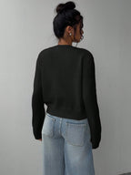 Chic Round Neck Slim Knit Cardigan