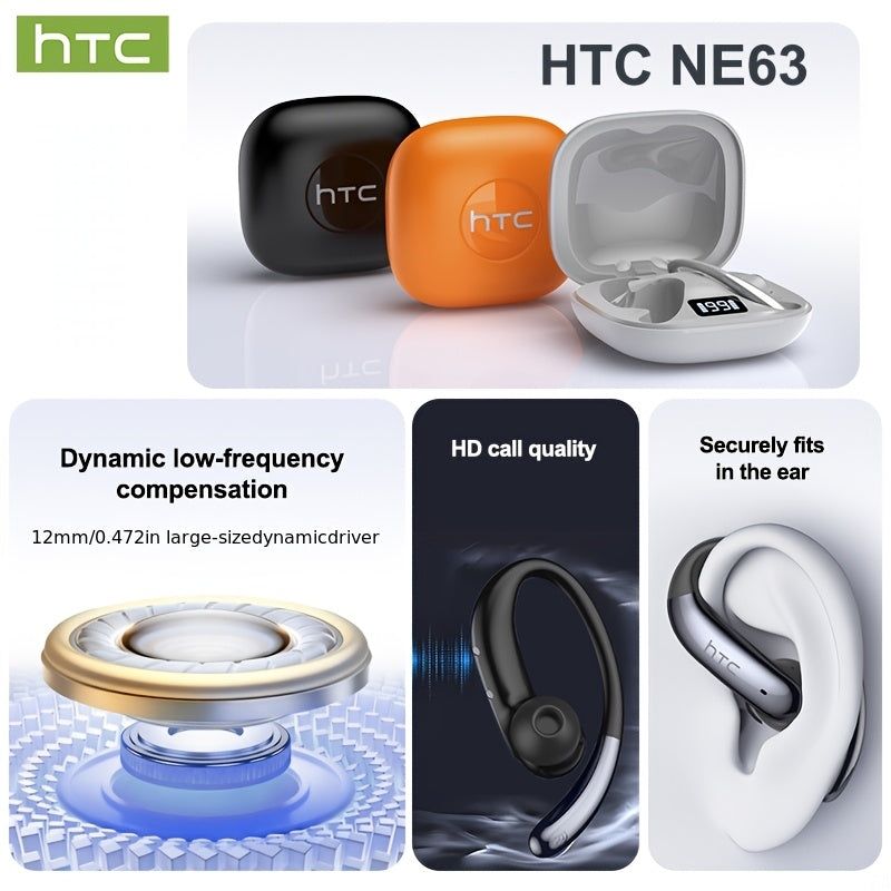 1pc HTC NE63 Wireless Open Headphones 1pc, adopting V6.0 wireless technology, with call latency as low as milliseconds, battery life up to 60 hours, travel headphones, hands-free calls, lightweight design, touch operation, du