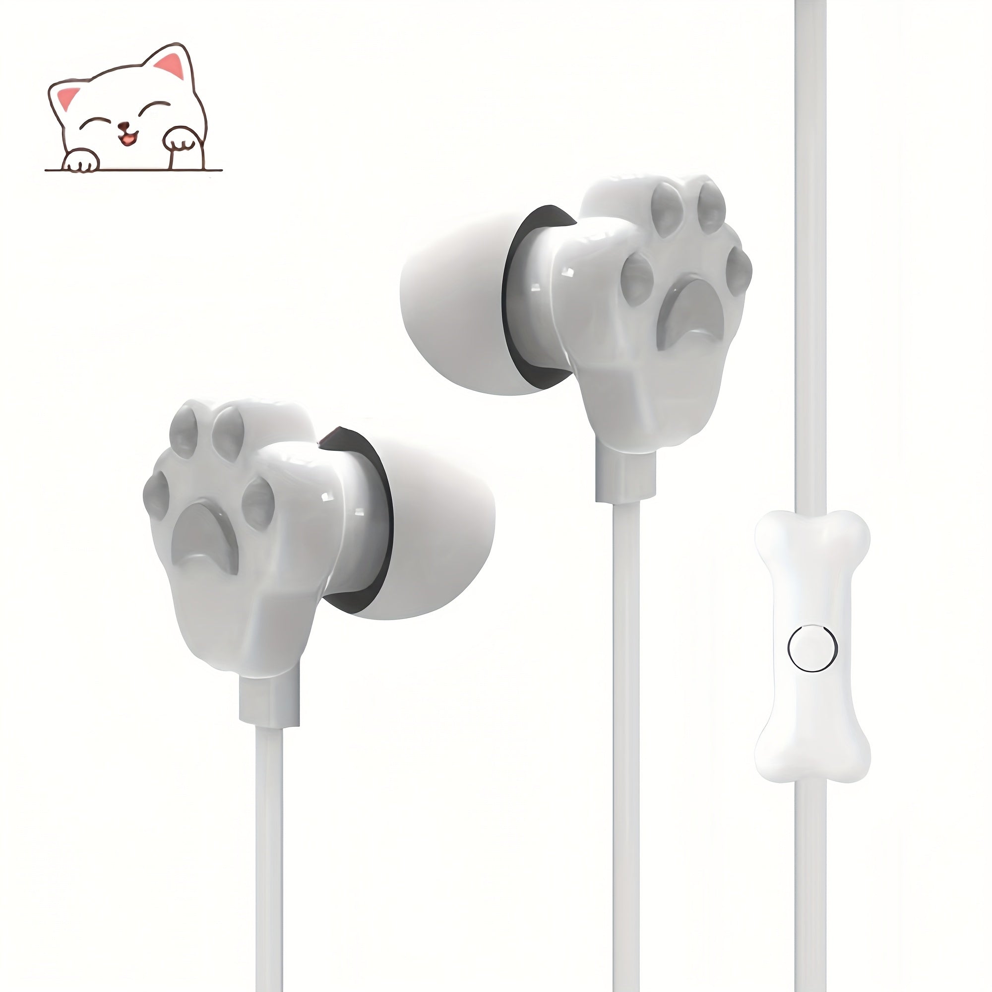 Adorable Cat-Shaped Wired Headphones Featuring a Microphone, Designed for High-Definition Calls on Mobile Phones. These Lightweight Student Headphones Are Compatible with Iphones, Music Players, Laptops, MP3 Devices, And All