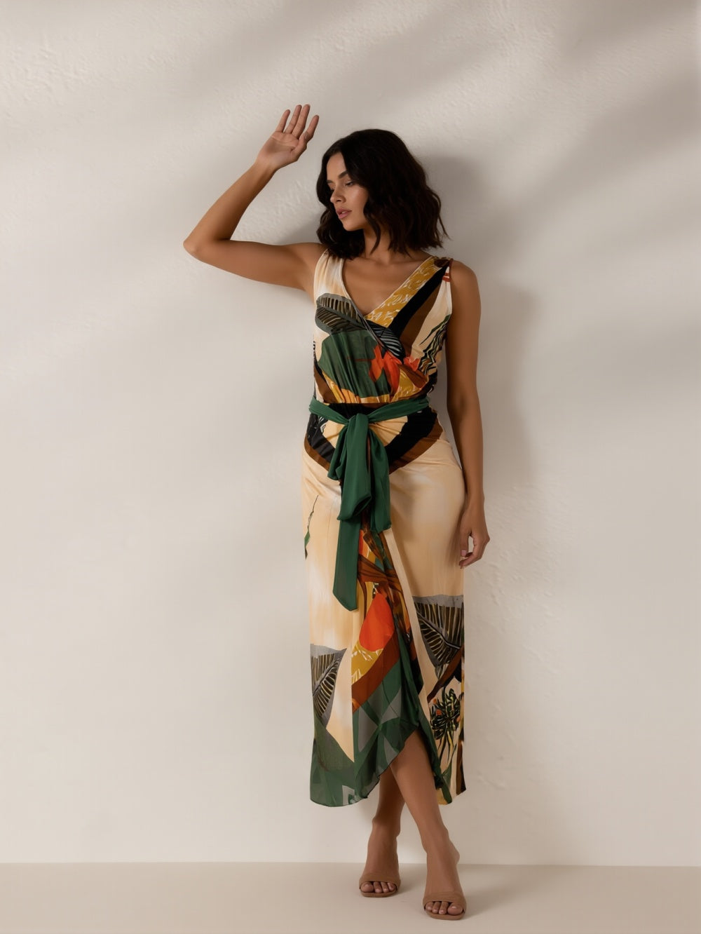 Abstract Print Off-Shoulder Midi Set
