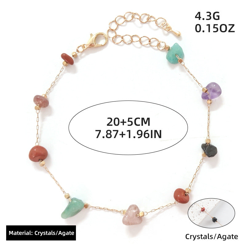 Natural Multi-Color Agate Stone Chip Anklet