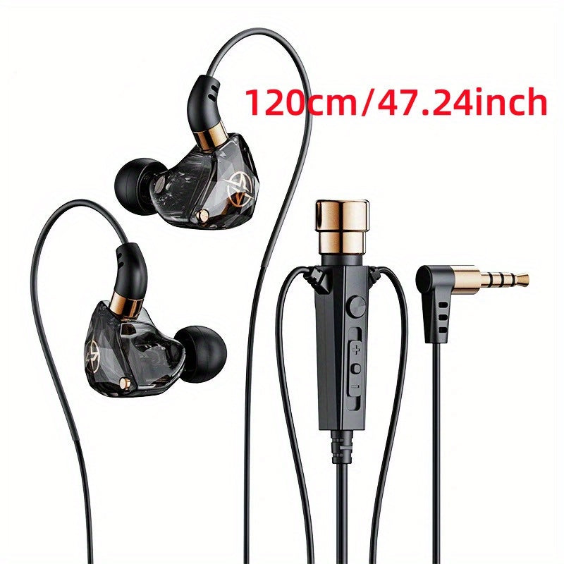KT-02 Karaoke Hifi Wired Headphones Featuring a Microphone for Singing, Equipped with a 3.5Mm AUX, Heavy Bass, Noise-Cancelling Earphones, Available in 1.2M And 3M Lengths for KTV Music, Without Battery