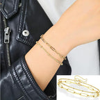 Dainty 14K Gold Filled Layered Paperclip Chain Bracelet Set