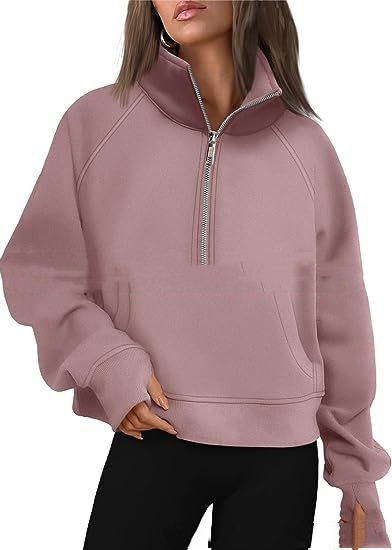 Loose Half-Zip Fleece-Lined Sweater Pullover