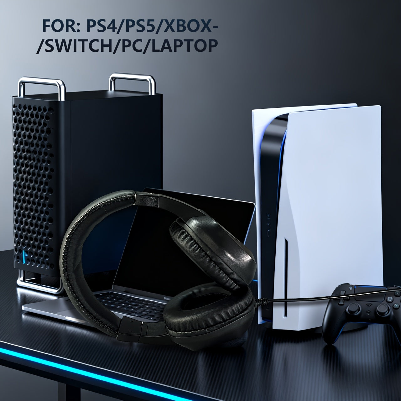 for PS5/PS4/Xbox One Wired Gaming Headphones with Noise Cancelling Headset, - Plug & Play, -Free Cable, Compatible for PC, Online Meetings & Gifts (Call & in-game)