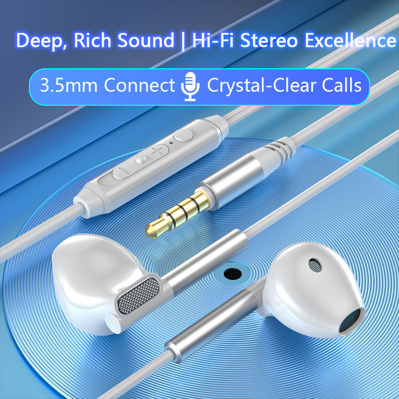 High-Quality Wired Earphones with Enhanced Bass, Featuring a 3.5Mm Connector, Superior Stereo Sound In-Ear Headphones Compatible with for iphone, Android, PC, Laptop, And Tablet - Ideal Gift Choices (Excellent Bass, Crisp Sou