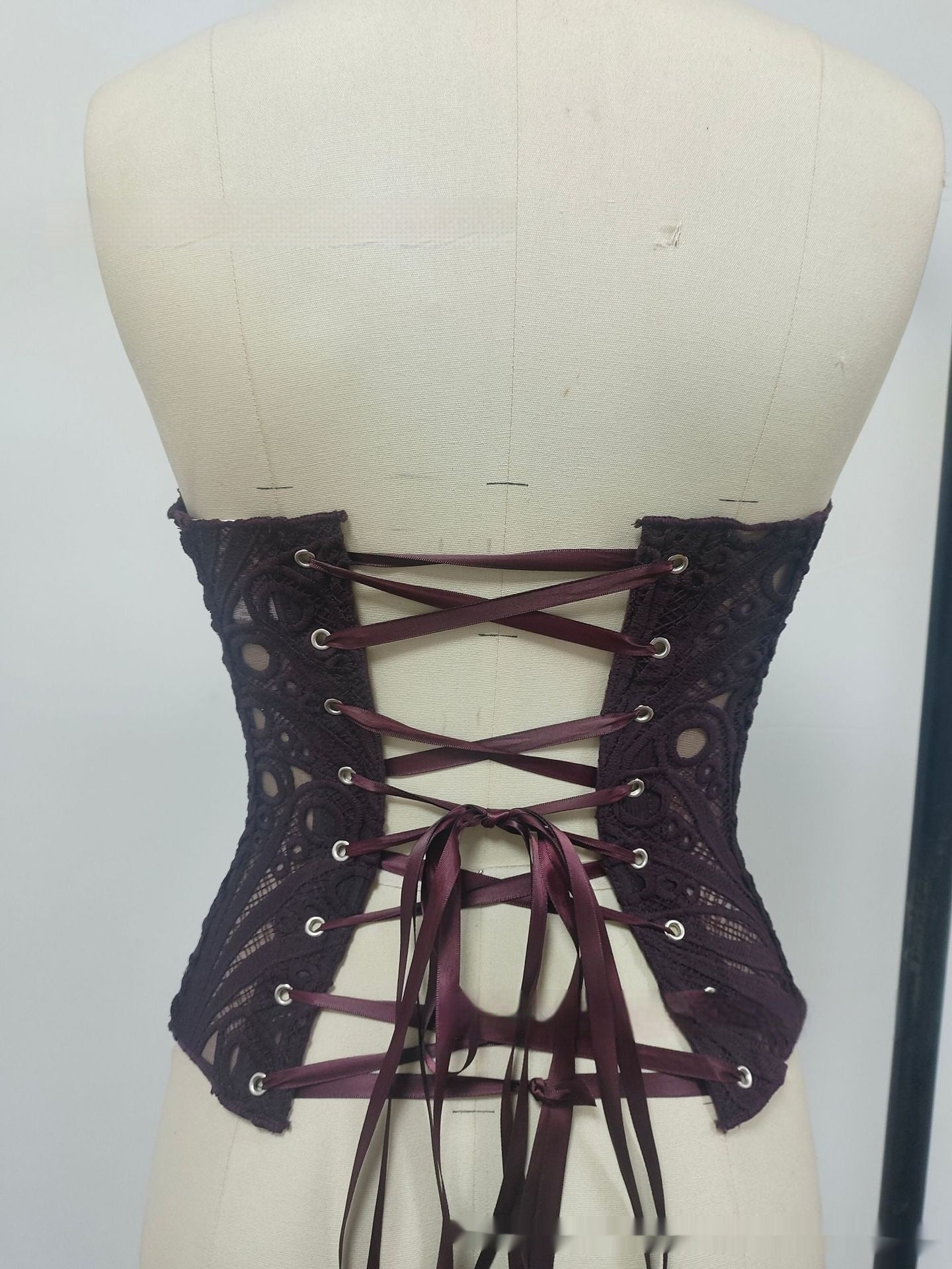 Hollow-Out Lace Corset Top