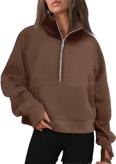 Loose Half-Zip Fleece-Lined Sweater Pullover