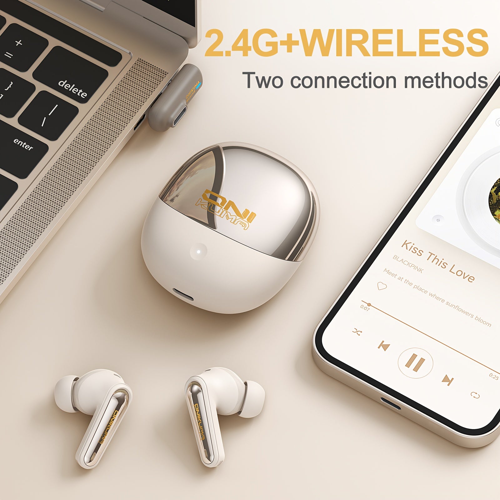 ONIKUMA 2.4G Wireless Gaming Headset with ANC+ENC HD Microphone, Ultra-Low Latency, Long Battery Life Charging Case Compatible with PS5/4, 2.4GH zwireless Dual-Mode Headset Compatible with Mobile Phones, Tablets, Laptops, Mus