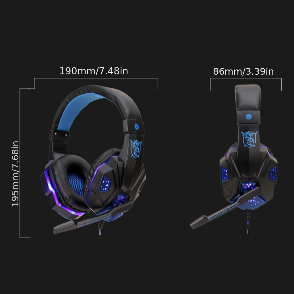 PS4/PC/Laptop Gaming Headset with Noise Cancelling Mic, - Wired Headphones, Compatible with PS4/PS5/PC/Xbox/Smartphones - Compatible with PS4 Single Plug-in Design, Open/ Closed Back, Volume Control, Compatible with PS4/PS5/P