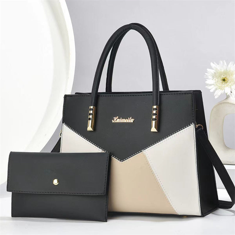 Exquisite 2-in-1 Trendy PU Leather Tote Bag with Matching Pouch