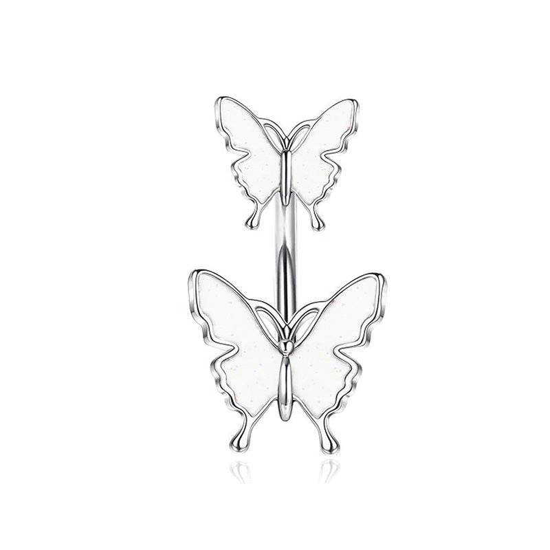 Butterfly Cubic Zirconia Surgical Steel Belly Ring