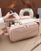 Large Capacity Waterproof PU Leather Travel Makeup Bag Organizer