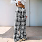 Plaid High-Waist Wide-Leg Pants