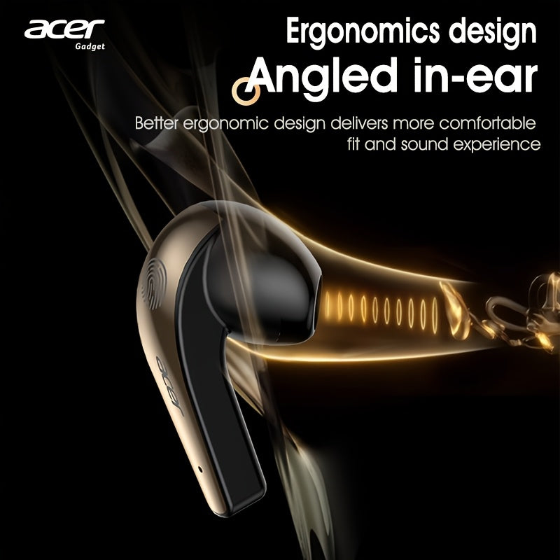 Acer TWS Wireless Earbuds with Deep Bass Stereo Sound + Call Noise Reduction, Long Battery Life, In-Ear Design for Sports And Running, Low Latency Gaming Mode, HIFI Audio, Lightweight Touch Control Design, Stylish Appearance