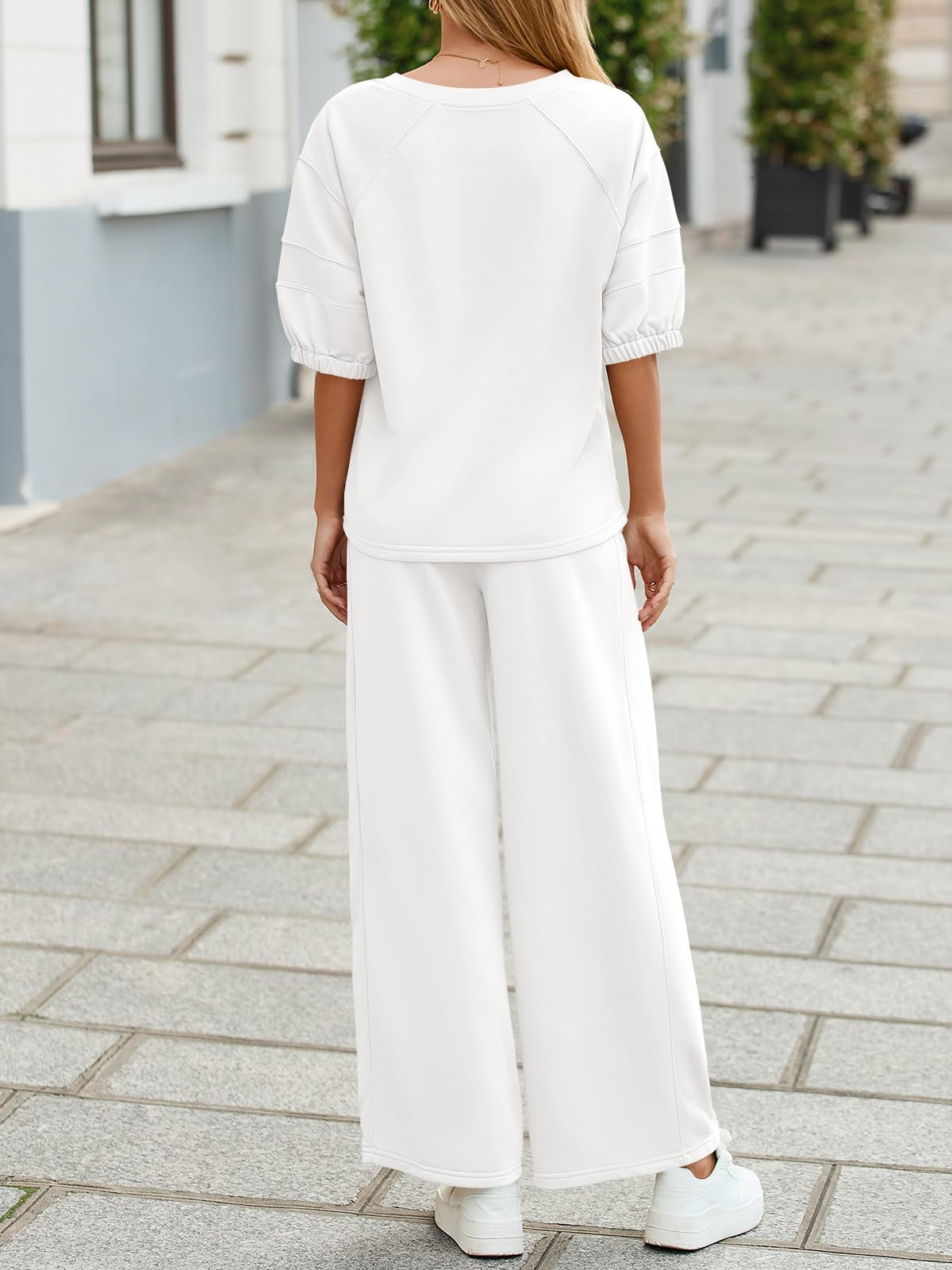 V-Neck Lounge Set with Wide-Leg Trousers