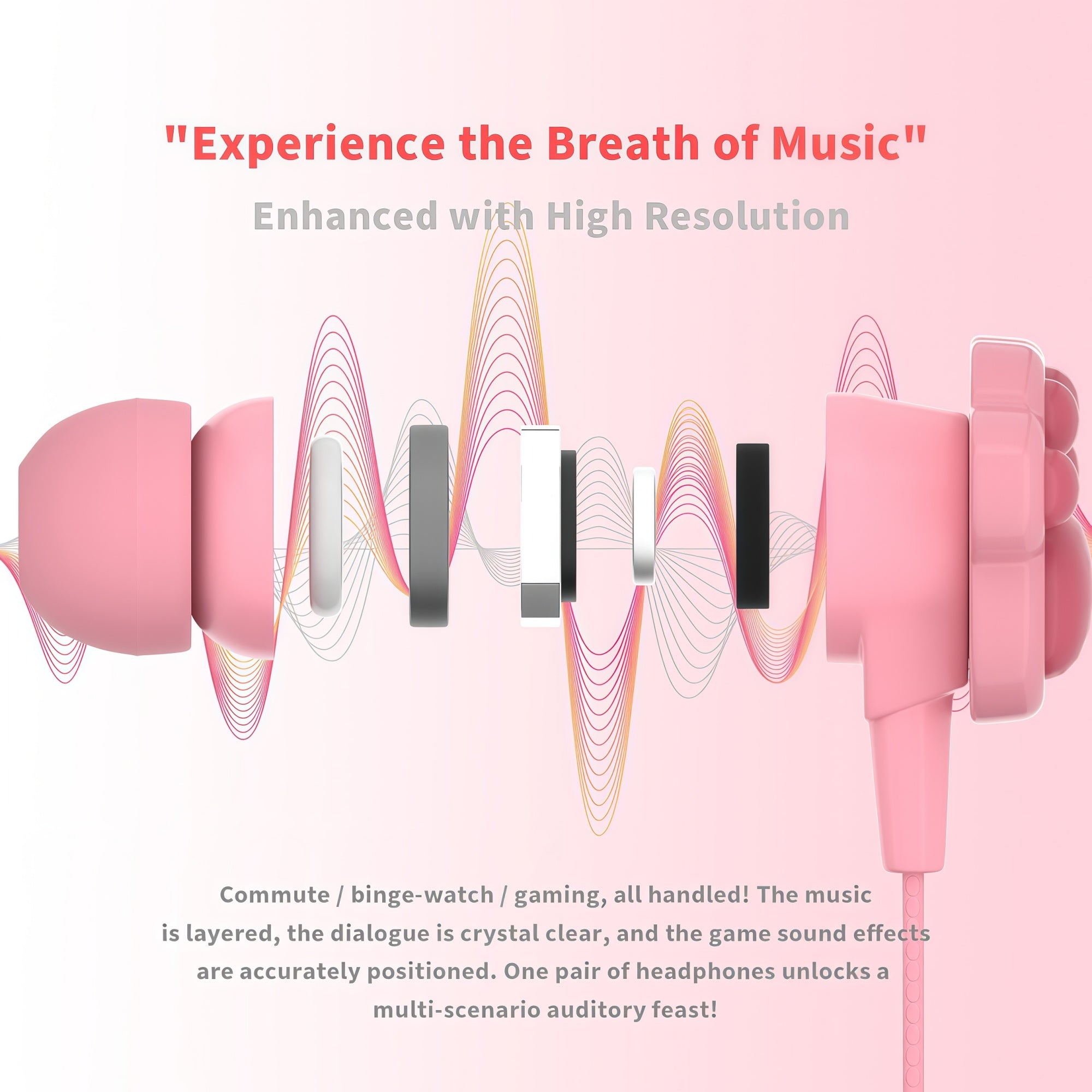 Cute Cat Claw Design Wired Headset,DIY Accessories,Built-in Microphone & Volume Adjustment,Song Adjustment,HD Sound Quality Lightweight Fun Headset, In-Ear Pink Wired Headphones HD Calling,Cute Cat Claw Shape Ideal for Birthd