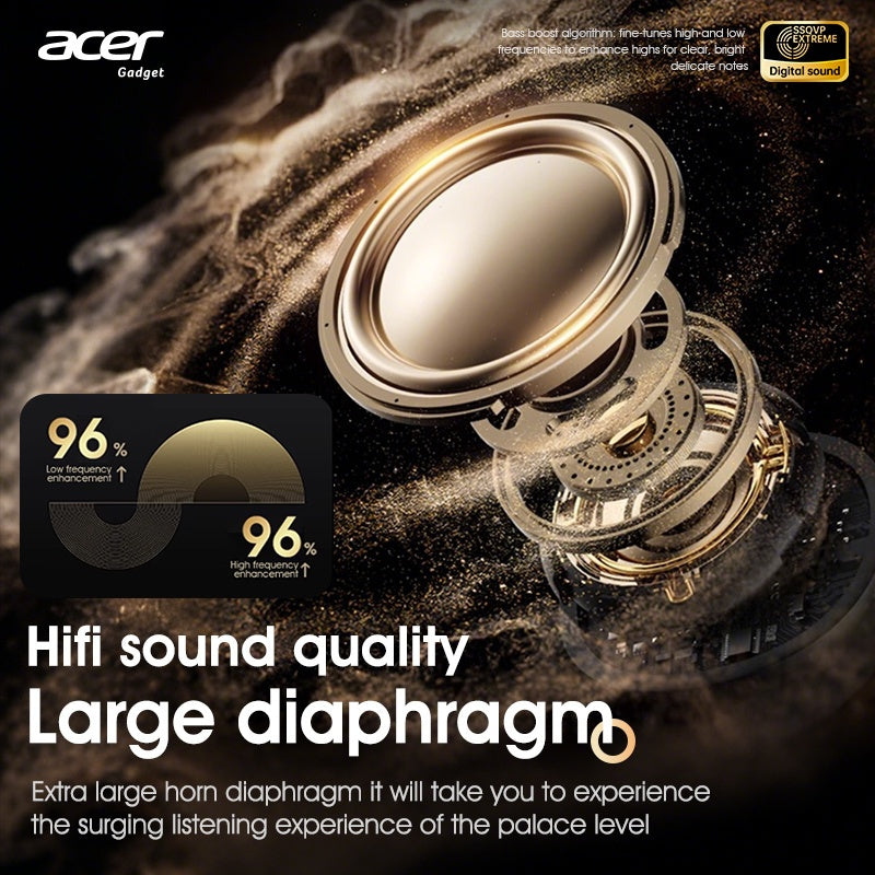 Acer TWS Wireless Earbuds with Deep Bass Stereo Sound + Call Noise Reduction, Long Battery Life, In-Ear Design for Sports And Running, Low Latency Gaming Mode, HIFI Audio, Lightweight Touch Control Design, Stylish Appearance