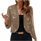 Sequin Open-Front Party Cardigan Jacket