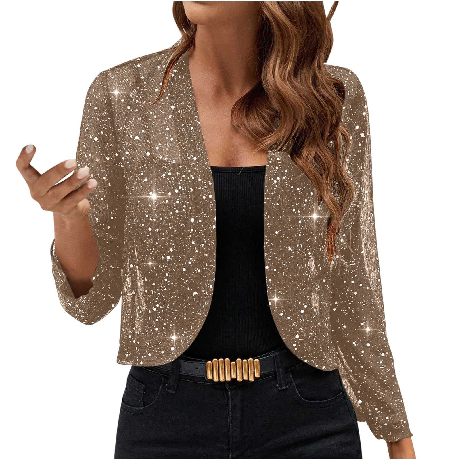 Sequin Open-Front Party Cardigan Jacket