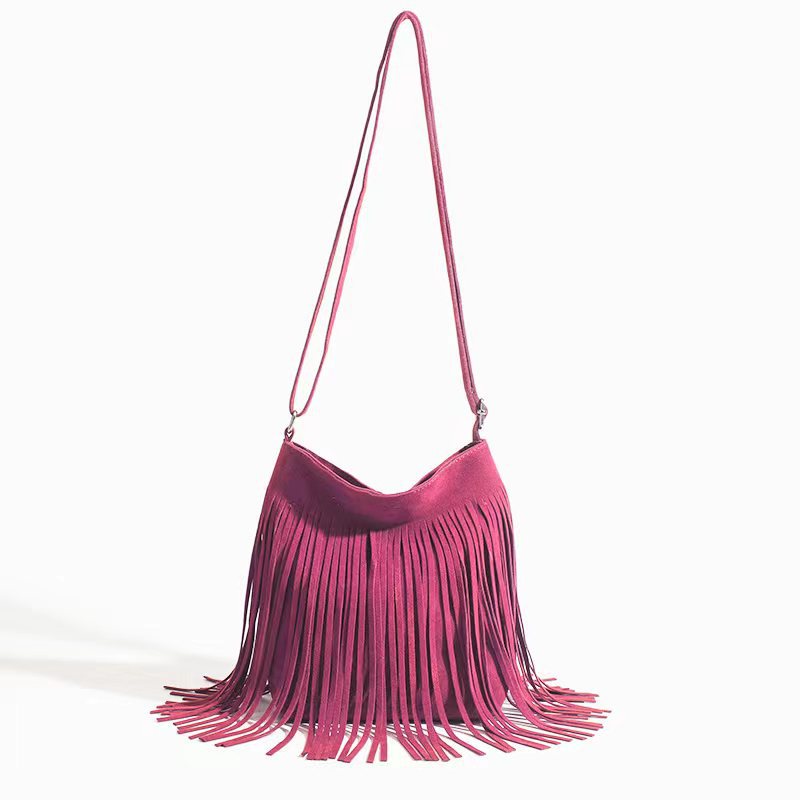 Artistic Tassel Canvas Crossbody Shoulder Bag