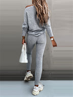 Casual Ribbed Pullover Lounge Set