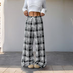 Plaid High-Waist Wide-Leg Pants