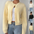 Chic Round Neck Slim Knit Cardigan
