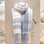 Unisex Pastel Plaid Tassel Shawl Scarf