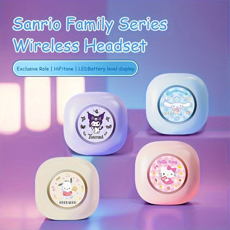 Sanrio Hellokitty Kulomi Big Eared Dog Pacha Dog Wireless Headphones 4 Different Styles to Choose from with Breathing Light Painting Design Game Earplugs Unique Style Convenient to Carry Smart Call Suitable for Daily Sports O