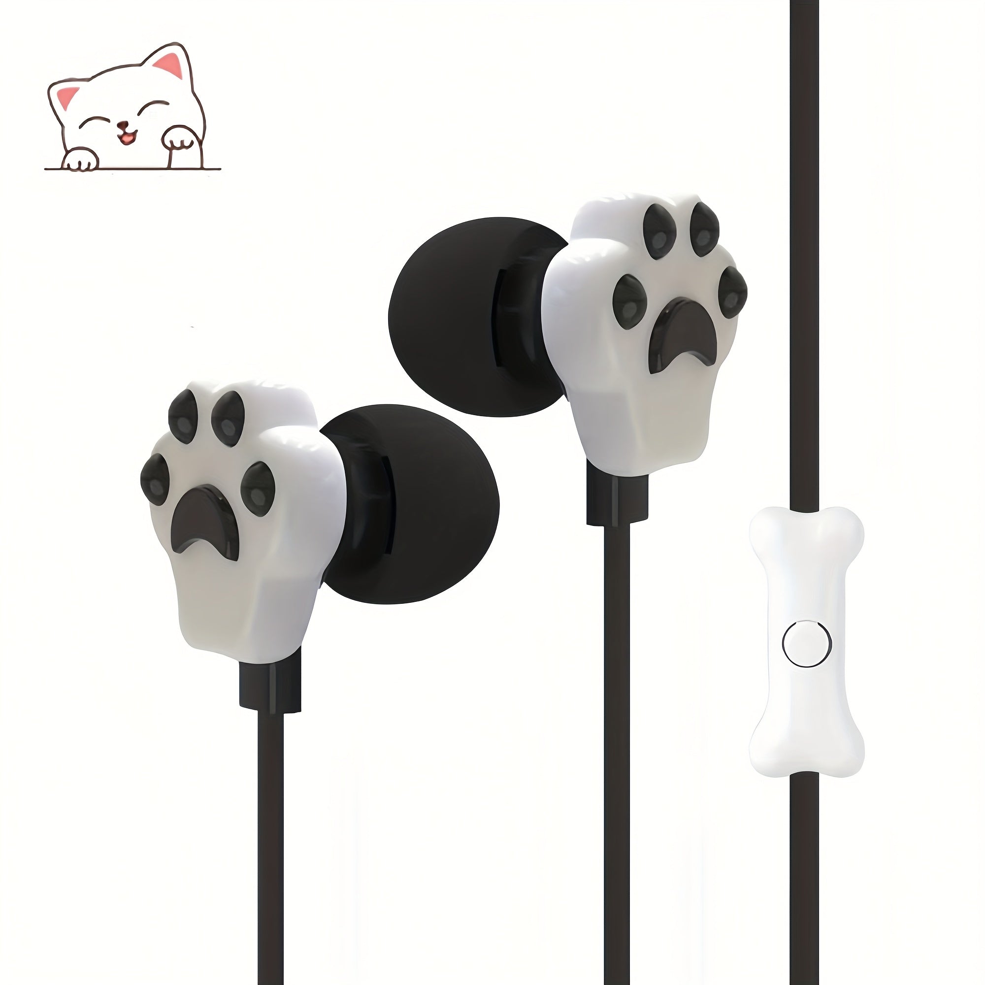 Adorable Cat-Shaped Wired Headphones Featuring a Microphone, Designed for High-Definition Calls on Mobile Phones. These Lightweight Student Headphones Are Compatible with Iphones, Music Players, Laptops, MP3 Devices, And All