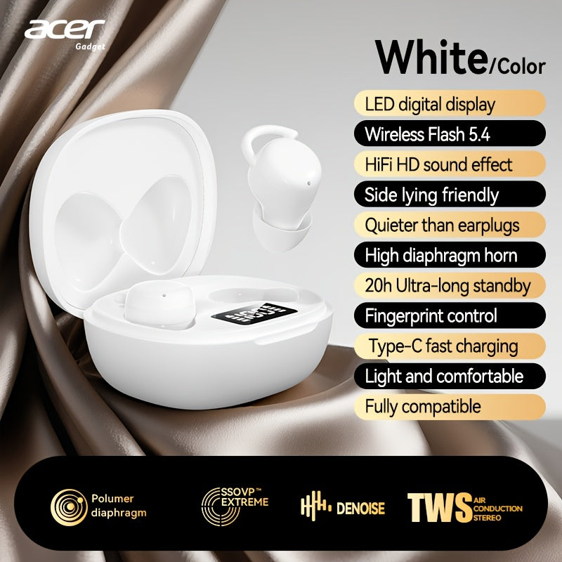[Acer Official Genuine Product] In-Ear Design | TWS Wireless Earbuds | Deep Bass Stereo | Low Latency for Gaming | Comfortable Fit Back to School/Anniversary (Study/Business/Sports/Running/Fitness) | Multi-Device Compatibilit