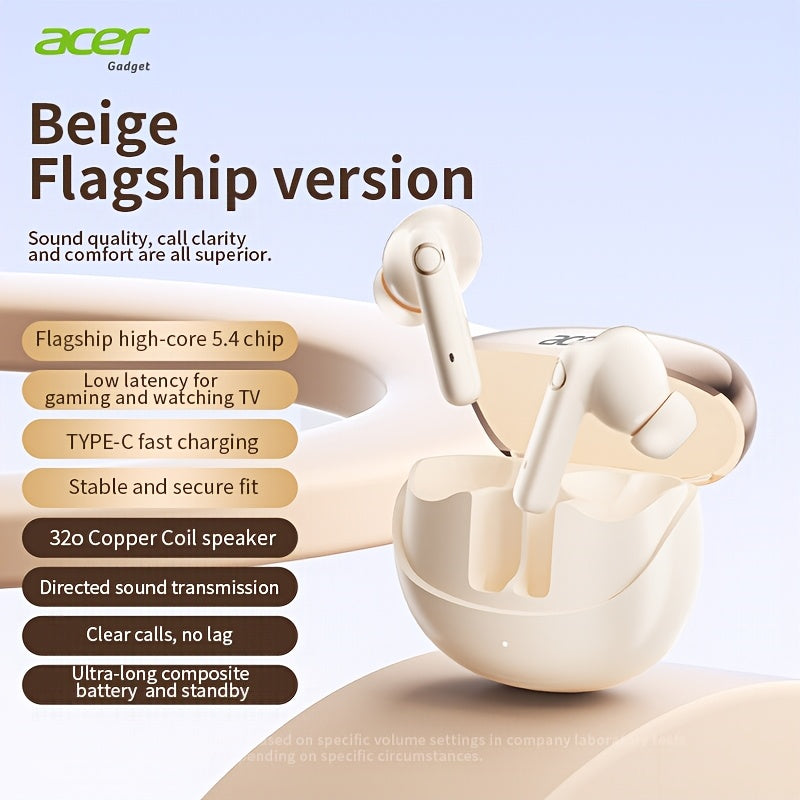 [Acer 2025 New Model]Tws Wireless Earbuds with Deep Bass Stereo + Call Noise Reduction, Long Battery Life for Sports And Running, Low Latency Gaming Mode, HIFI Sound, Lightweight Touch Control Design, Fashionable Look