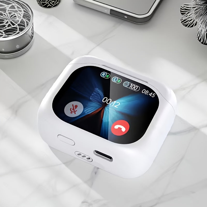 2025 New AI Real-time Translation Headset, 150 Language Translation Headset. Small Translation Wireless Headphones, LCD Color Large-screen Charging Case, TWS In-ear Headphones with ANC and ENC Noise Cancellation Functions, Su